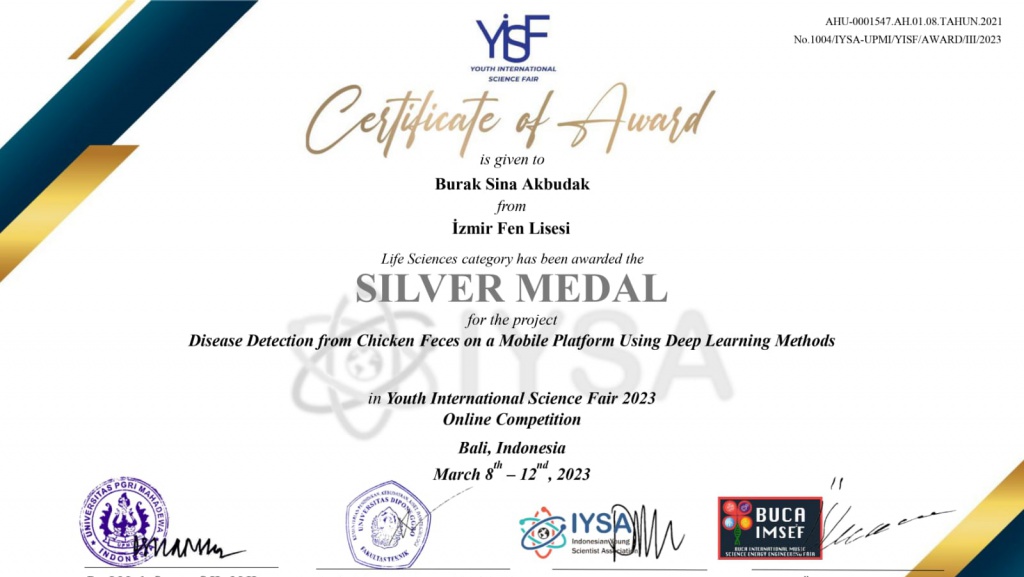 Uluslararası Gençlik Bilim Fuarında GÜMÜŞ Madalya Kazandık