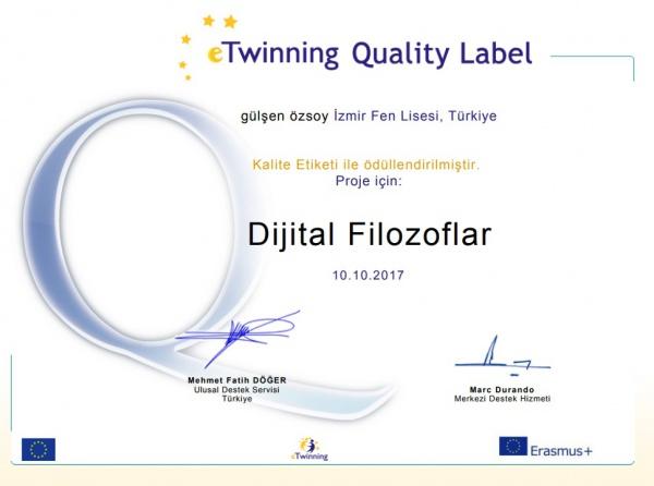 eTwinning Projemiz Kalite Etiketi ile Ödüllendirildi